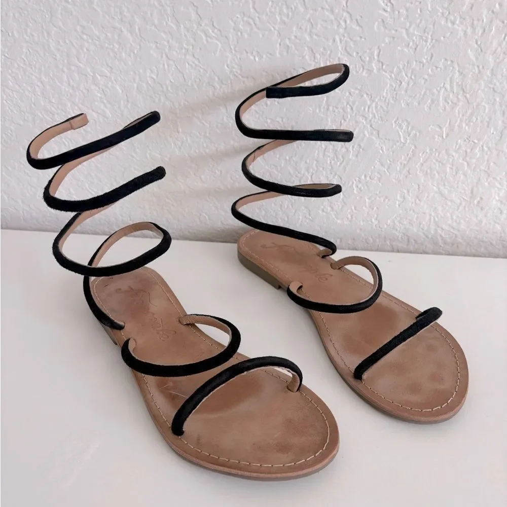 Free People Black Spiral Sandals
